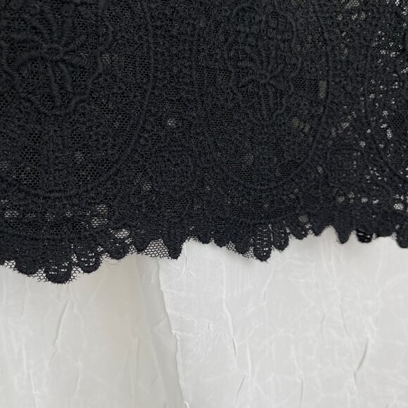 Black Sheer Mesh Knit Lace T Shirt Scalloped Hem Forever 21 Size Small - Picture 13 of 16